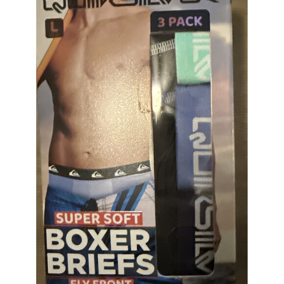 Quicksilver Men’s Super Soft Boxer Briefs Fly Front Tag Free Size L 3-Pack - Picture 9 of 9